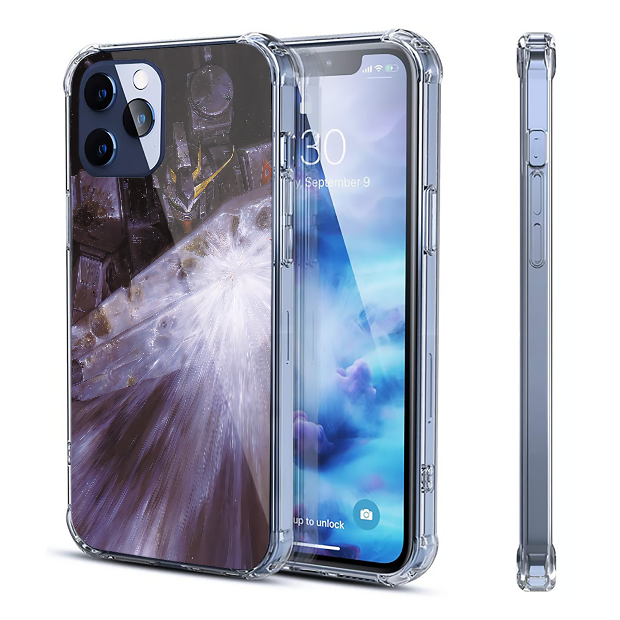 （画像用） 機動戦士ガンダム Mobile Suit Gundam 【iPhone 12シリーズ対応】透明スマホケース（クリアソフトケース）